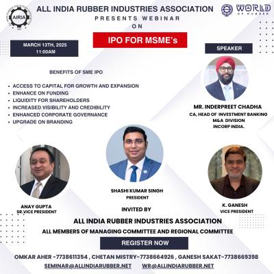 AIRIA organize webinar on (Initial public offerings) IPO for MSMEs – March 13th, 2025 at 11:00AM